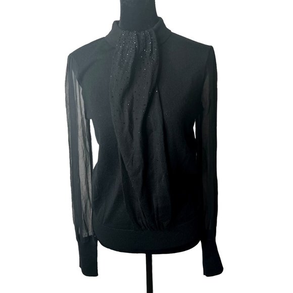 Tory Burch Sweaters - Tory Burch Abitha Crystal Merino Wool Silk Blend Sweater Black Size Small